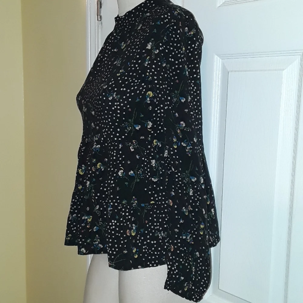 Art Class Floral Long sleeve Ruffle tiered High Neck boho Top Girls XL Women S - Picture 2 of 14